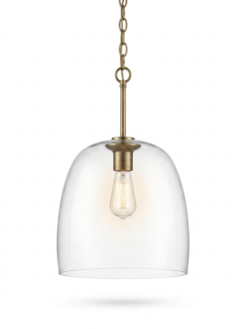 Elegant Glass Pendant Light with Adjustable Chain — studio white