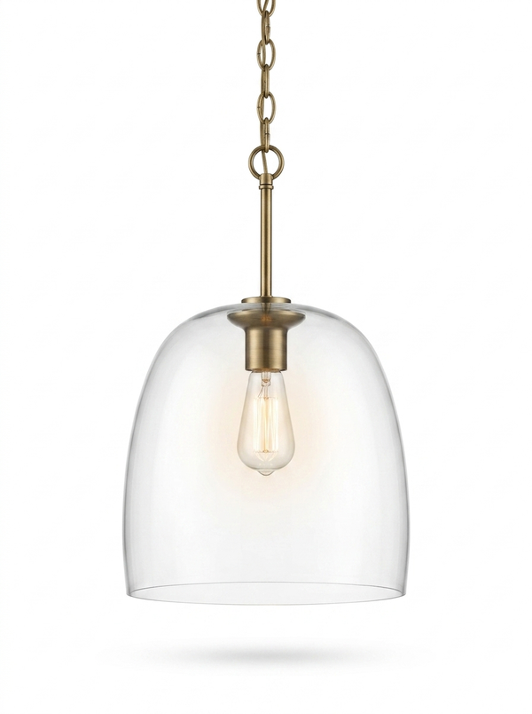 Elegant Glass Pendant Light with Adjustable Chain — studio white