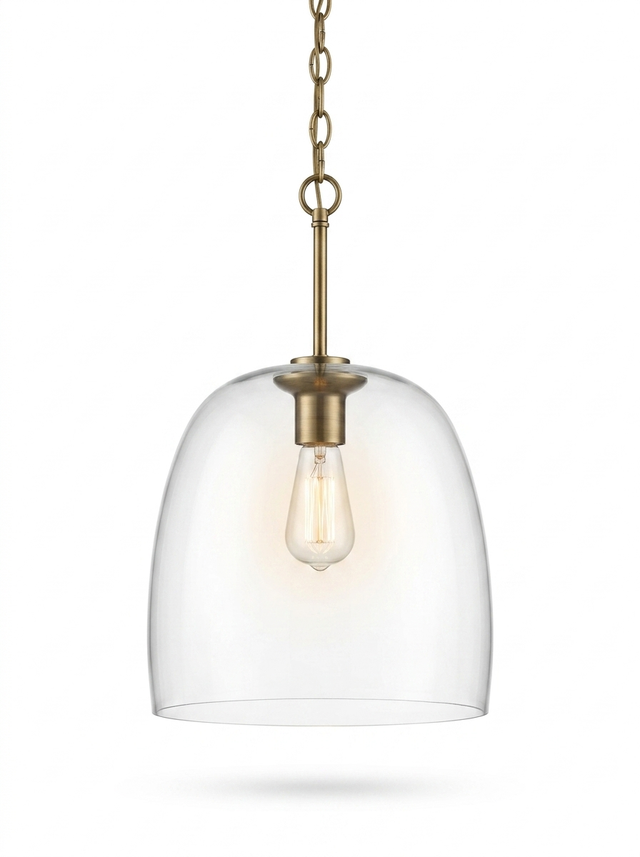 Elegant Glass Pendant Light with Adjustable Chain — studio white