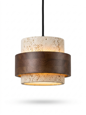 Walnut Wood Stone LED Pendant Lamp — studio white