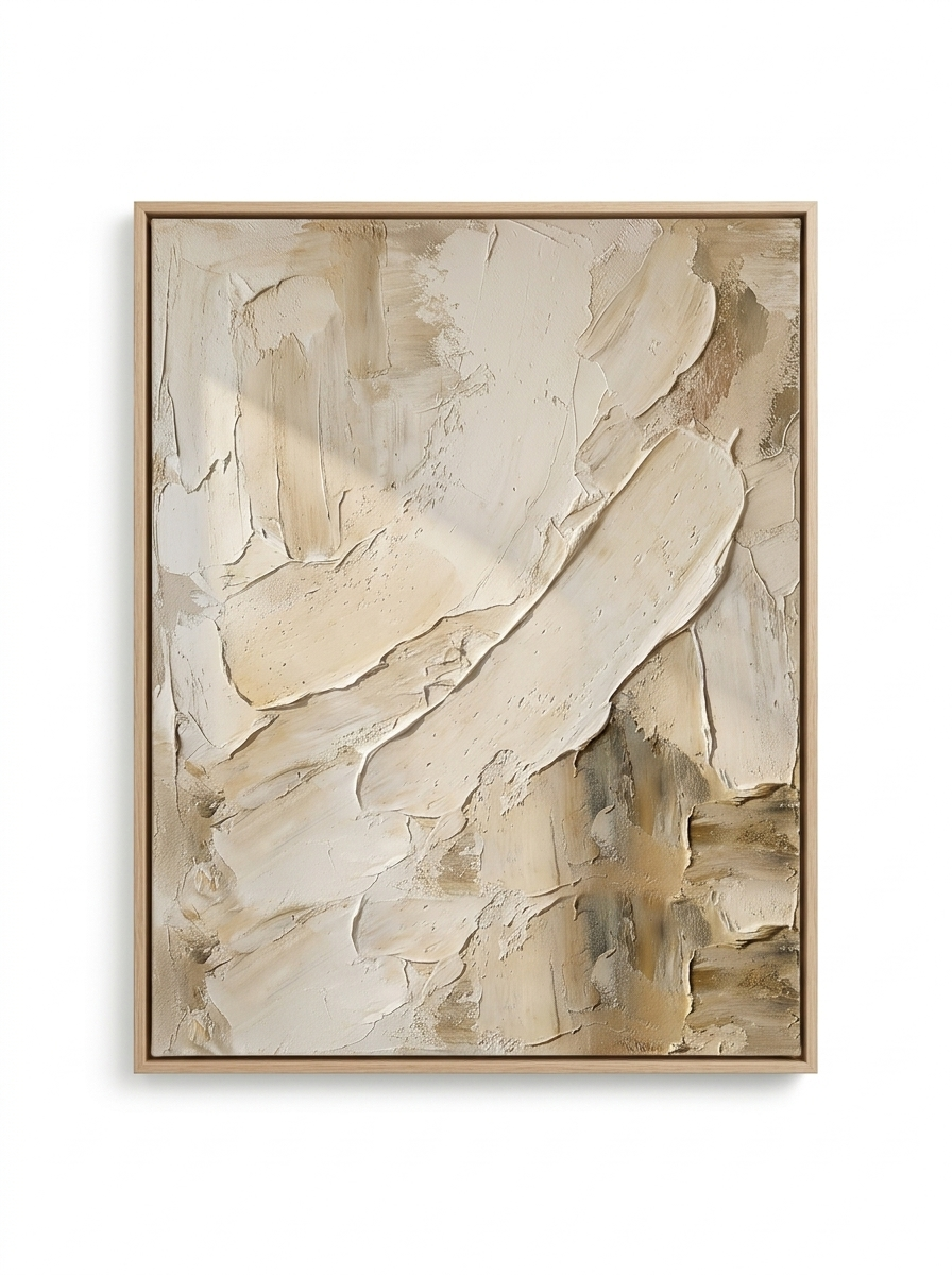 Terra Calm Textured Wabi Sabi Canvas Art — studio white