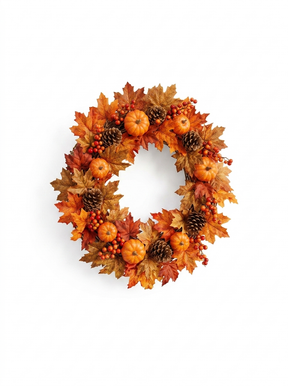 22 Inch Artificial Fall Wreath — studio white