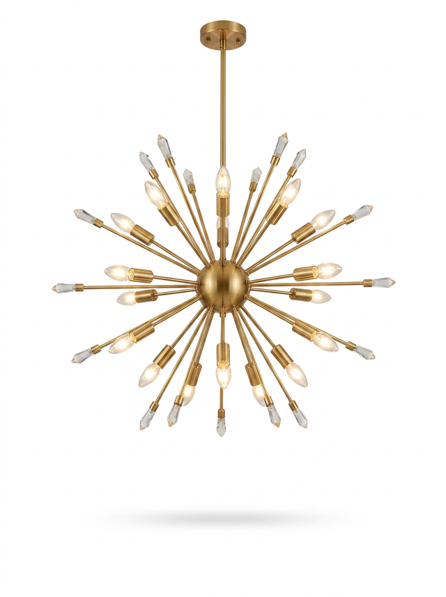 24-Light Crystal Sputnik Chandelier — studio white