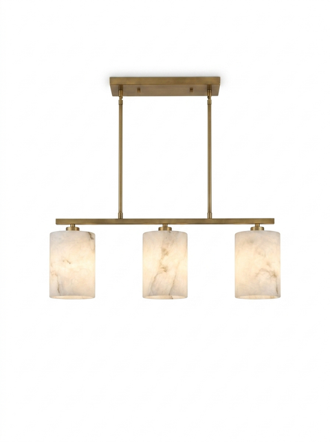 Natural Alabaster Linear Island Chandelier — studio white
