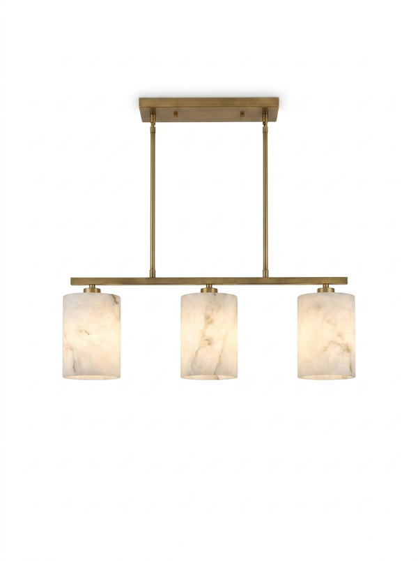 Natural Alabaster Linear Island Chandelier — studio white