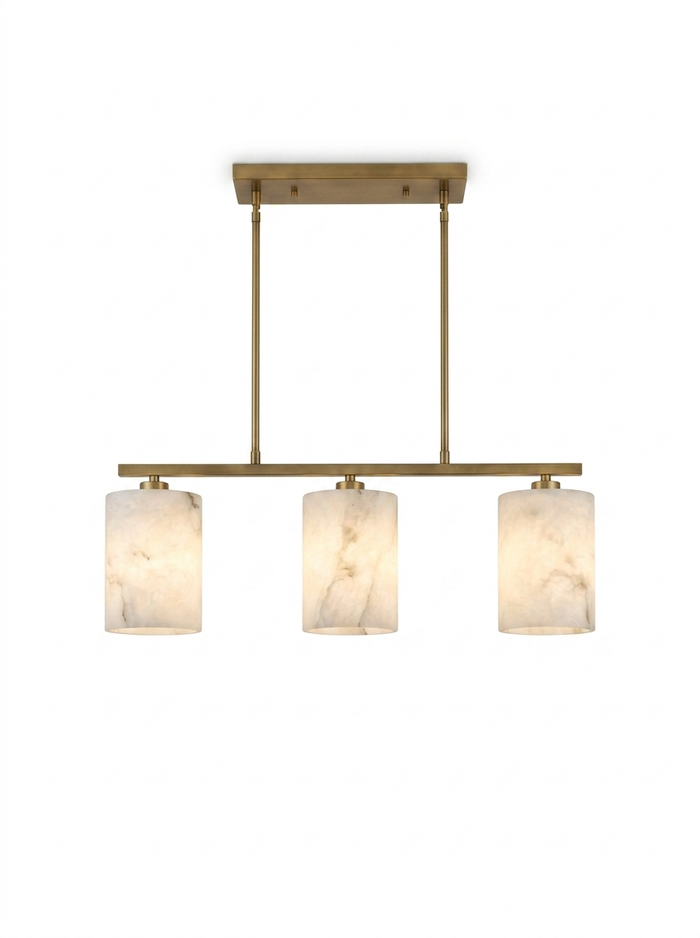 Natural Alabaster Linear Island Chandelier — studio white