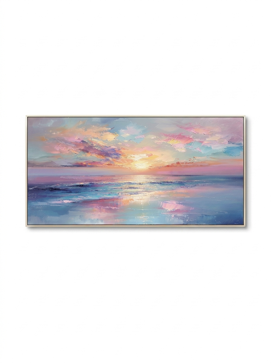 Textured Hand-Painted Sunset Canvas Print — studio white