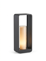 Modern Square Solar Bollard Light — studio white