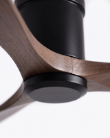 Fan blade to motor hub join, close-up on white