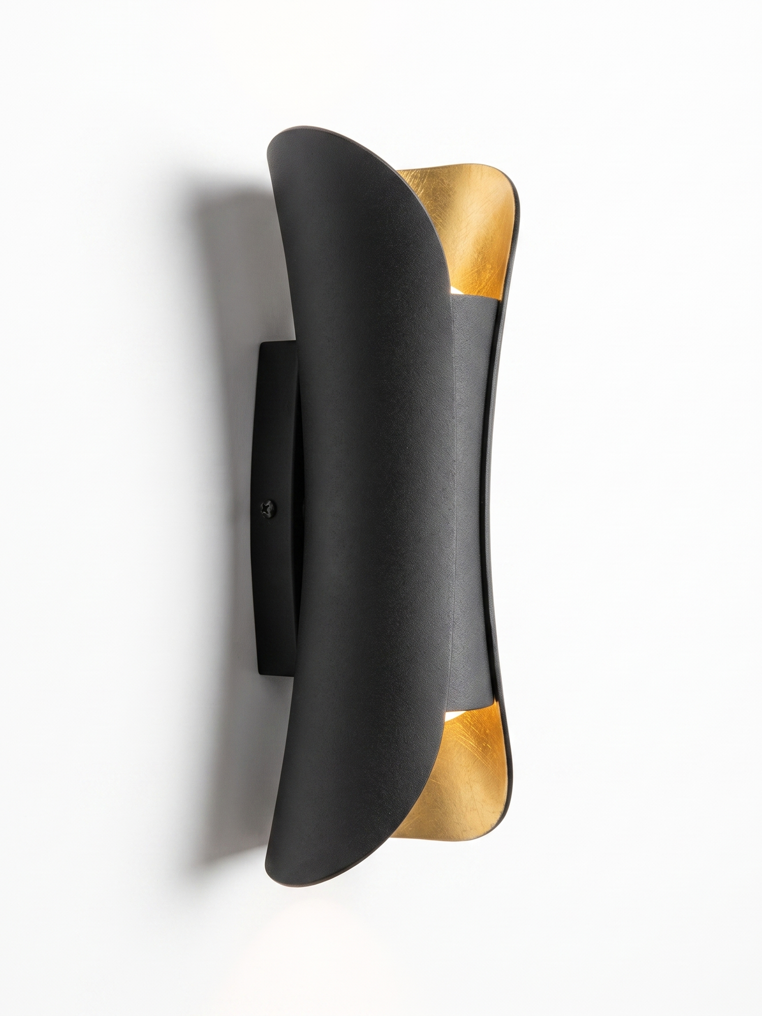 Slim curved side profile and wall mount, close-up on white