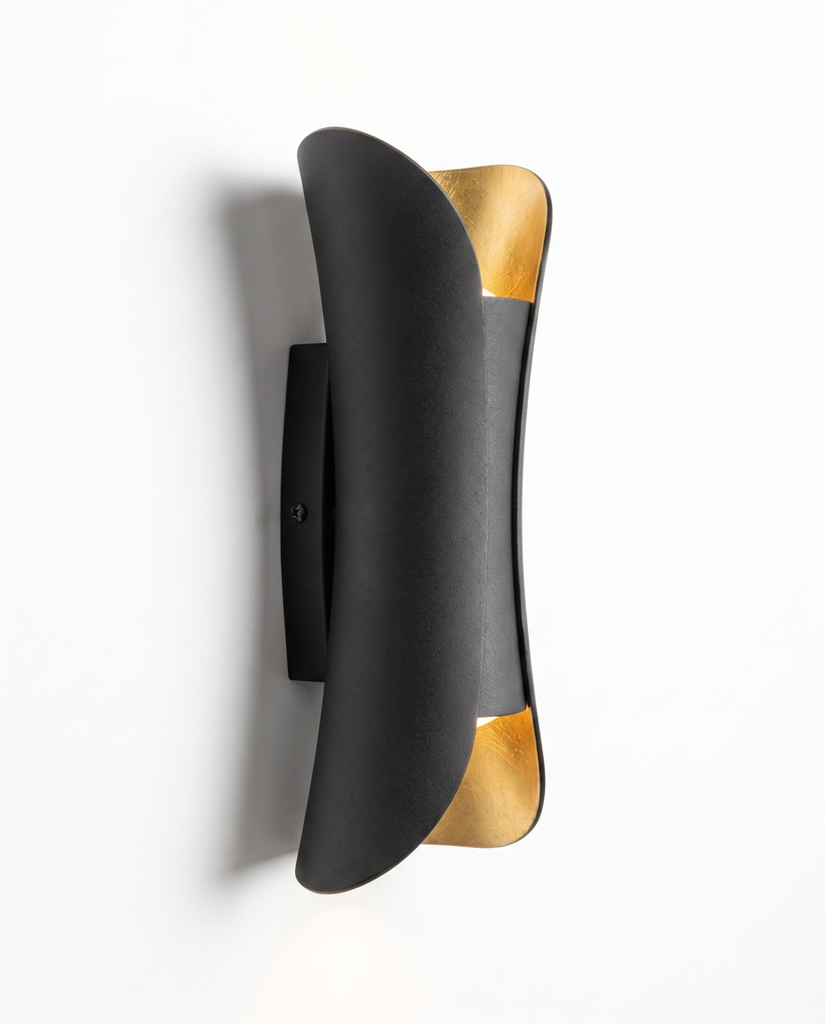 Slim curved side profile and wall mount, close-up on white