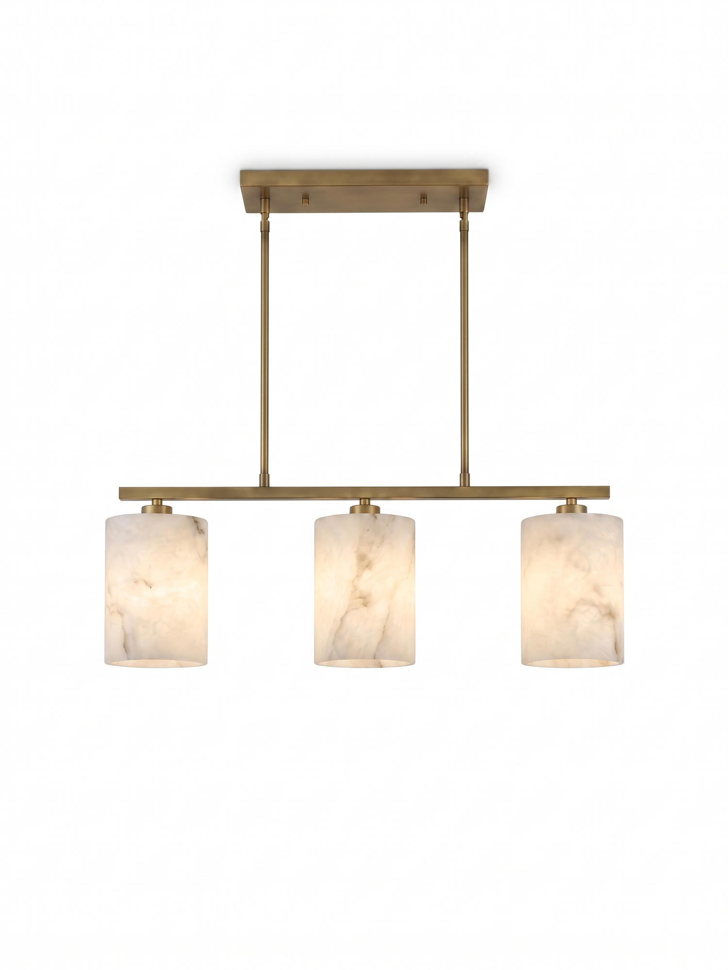 Alba alabaster chandelier, front elevation studio on white