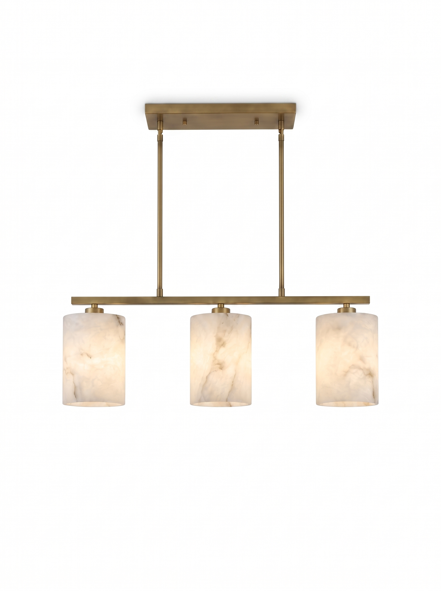 Alba alabaster chandelier, front elevation studio on white