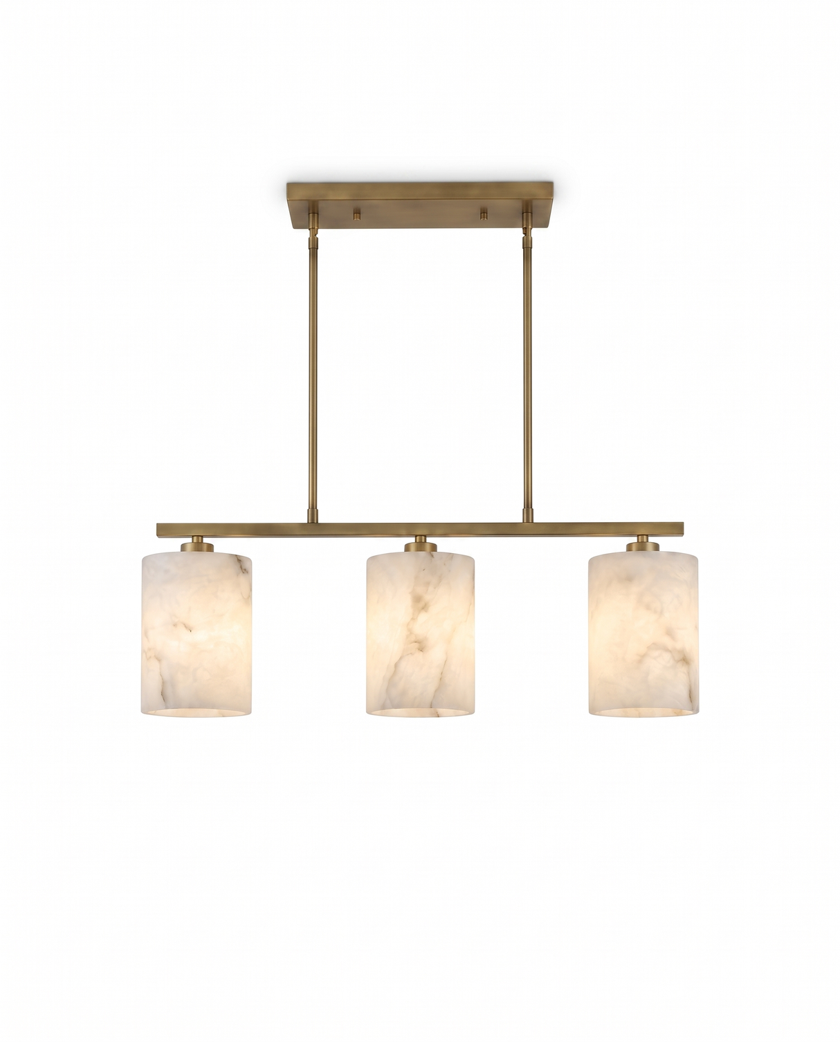 Alba alabaster chandelier, front elevation studio on white