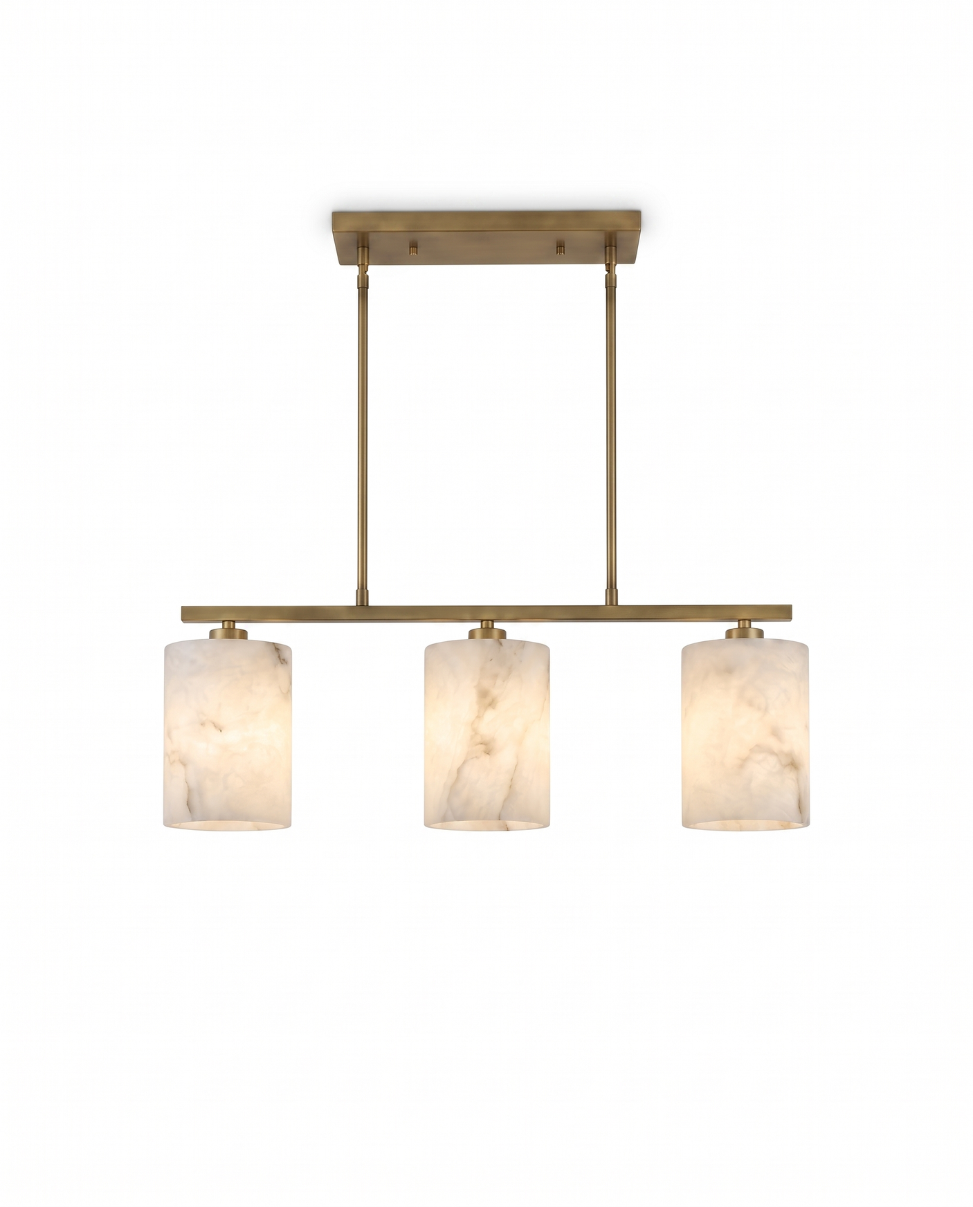 Alba alabaster chandelier, front elevation studio on white