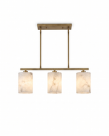 Alba alabaster chandelier, front elevation studio on white