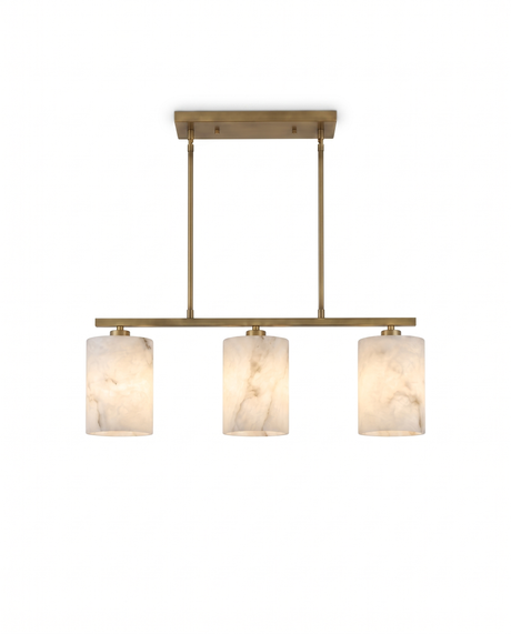 Alba alabaster chandelier, front elevation studio on white