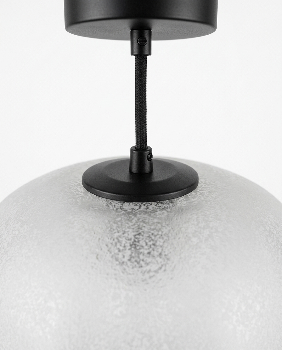 Runa outdoor pendant canopy and cord detail — studio white