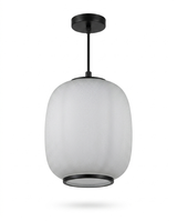 Runa outdoor pendant three-quarter view — studio white