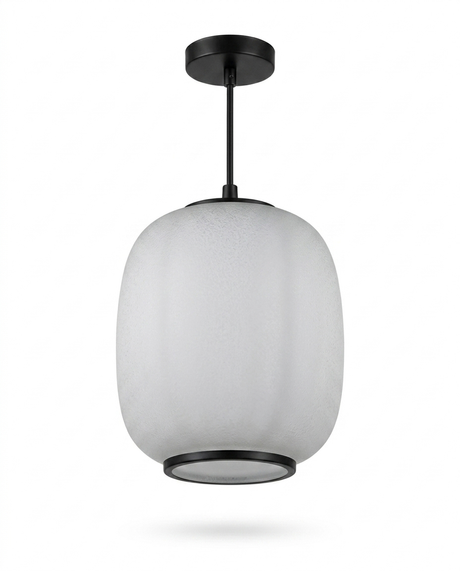 Runa outdoor pendant three-quarter view — studio white