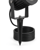 Delia spotlight ground spike and weatherproof cable detail — studio white