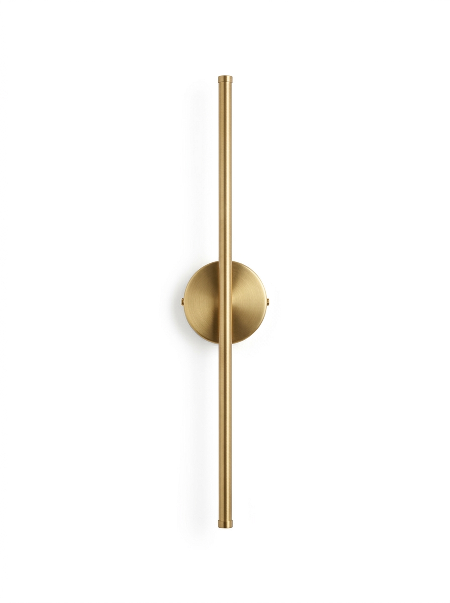 Tarn slim LED line wall sconce in brushed brass on a studio white background