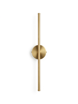 Tarn slim LED line wall sconce in brushed brass on a studio white background