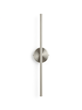 Tarn slim LED line wall sconce in brushed nickel on a studio white background