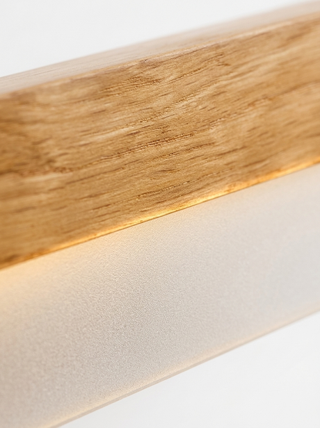Macro of the natural oak wood bar meeting the frosted diffuser