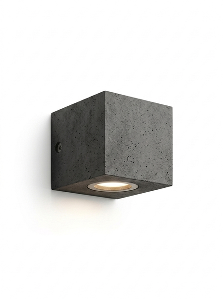 Ilse square concrete outdoor wall light in gray-black on a studio white background