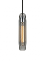 Ansel crystal pendant in iron (chrome) with smoked gray crystal on a studio white background