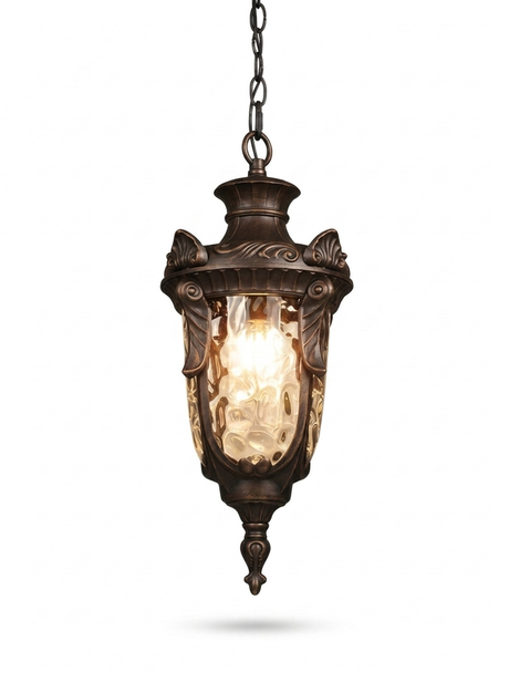 Noa rustic outdoor lantern in oil-rubbed bronze on a studio white background