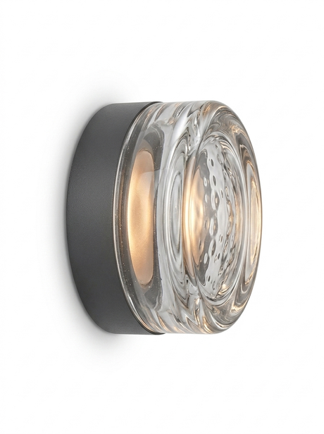 Side profile of the low-profile flush-mount sconce housing and lens