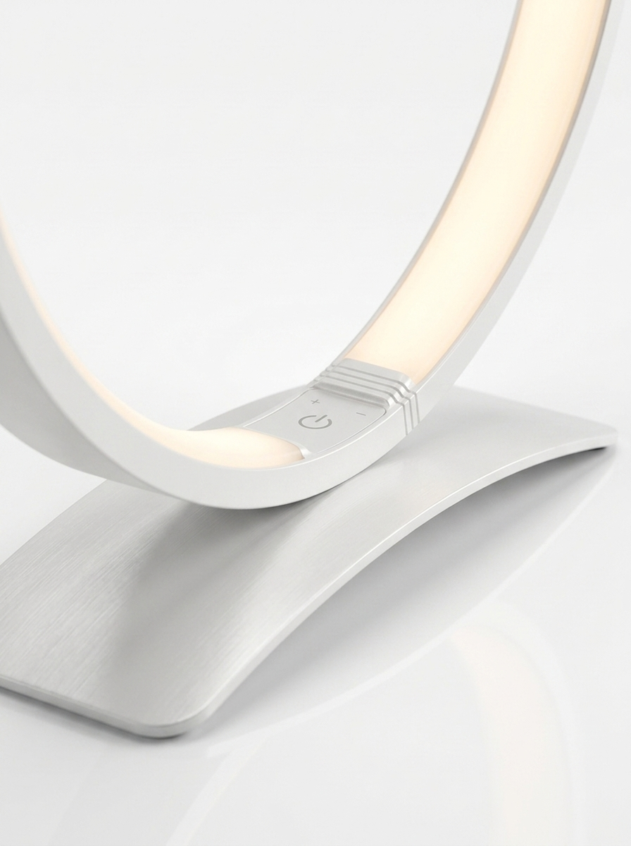 Close-up of the curved base and touch control