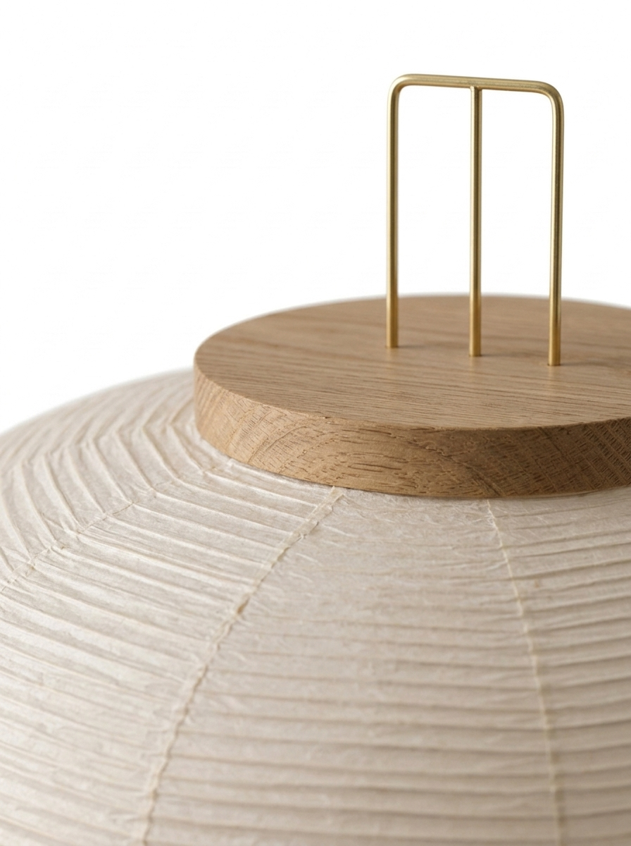 Close-up of the wooden finial and handle on top of the lantern