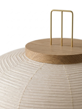 Close-up of the wooden finial and handle on top of the lantern