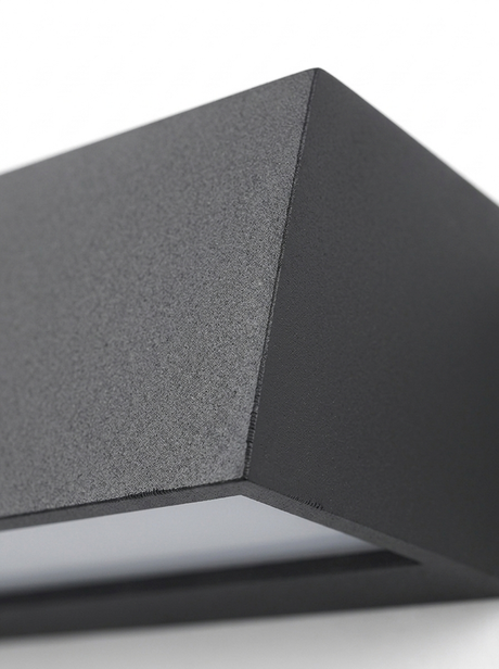 Macro of the die-cast aluminum end corner and finish