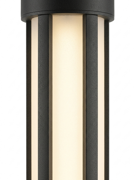 Close-up of the frosted diffuser cylinder glowing warm white 3000K