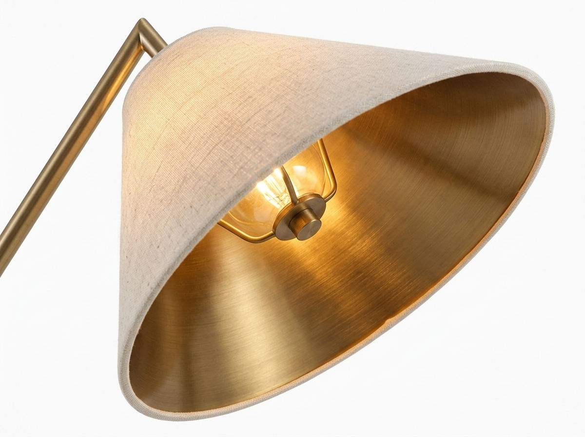 Cyra linen coolie shade with brass interior close-up