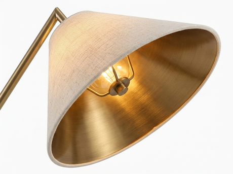 Cyra linen coolie shade with brass interior close-up
