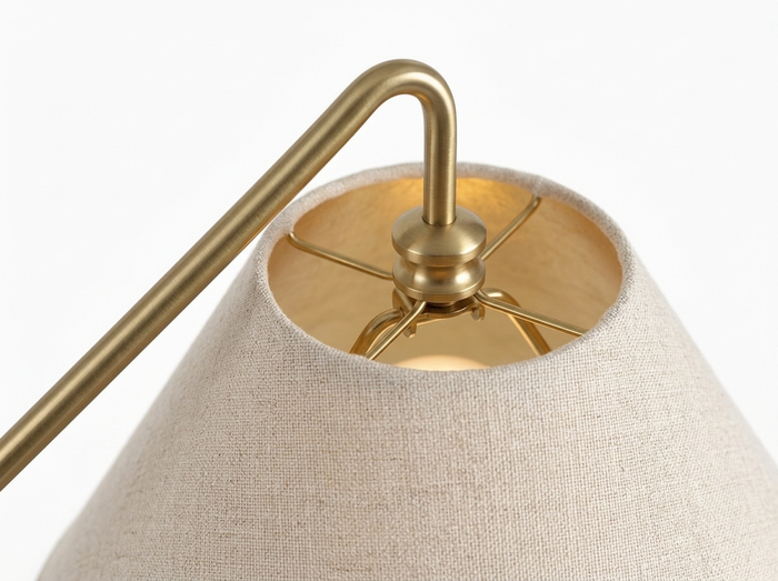 Cyra brass hook and shade top close-up