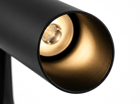 Halo desk lamp tube mouth glow close-up