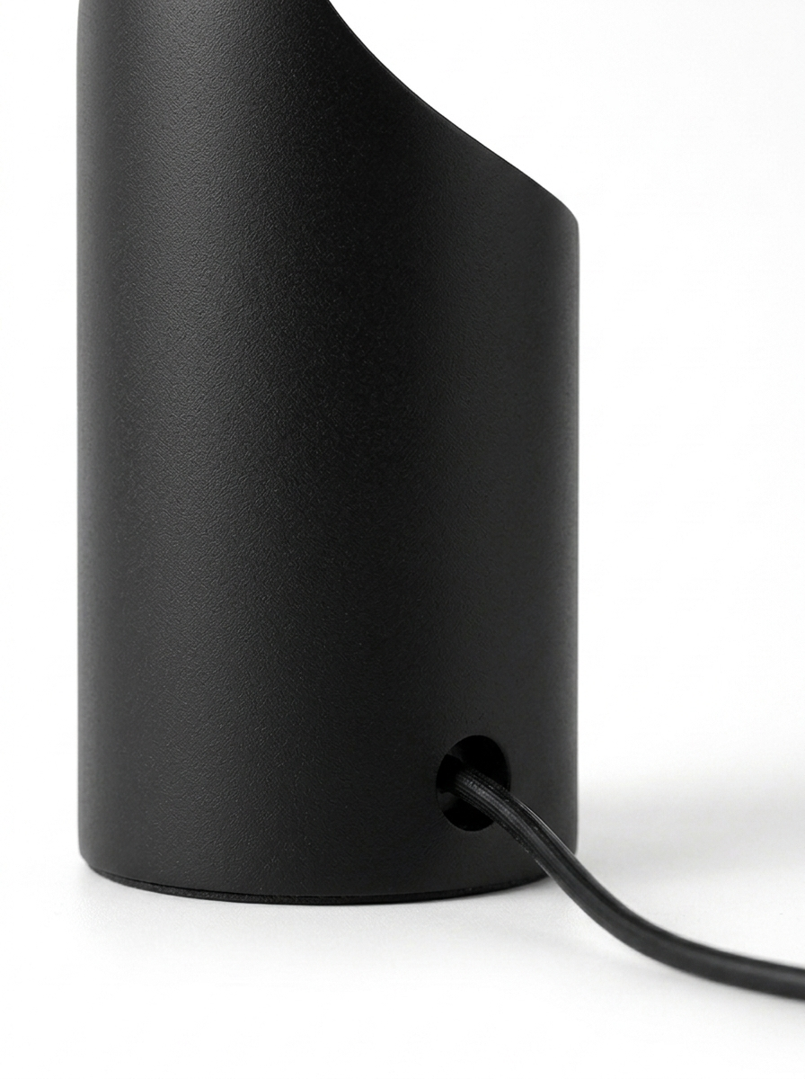 Halo desk lamp cylindrical base and cord close-up