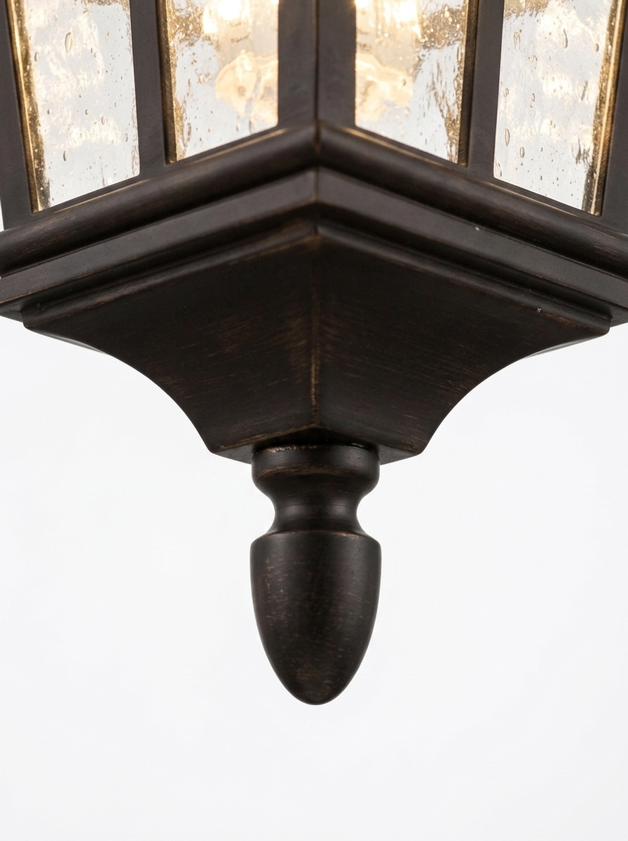 Kesler outdoor lantern bronze finial close-up