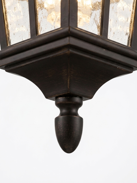 Kesler outdoor lantern bronze finial close-up
