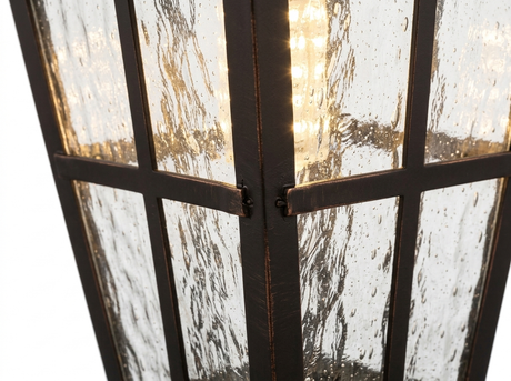 Kesler outdoor lantern bronze frame corner close-up