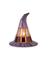 Solin stained glass witch-hat lamp in purple