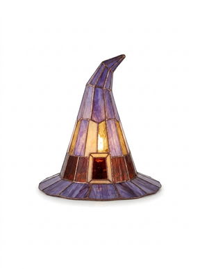 Solin stained glass witch-hat lamp in purple