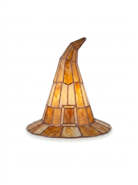 Solin stained glass witch-hat lamp in amber