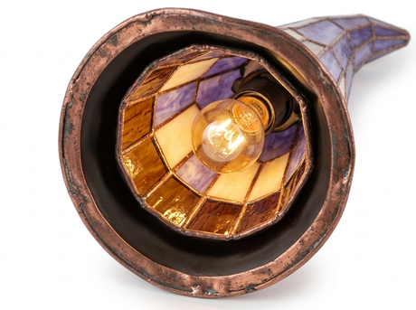 Solin lamp glowing base close-up